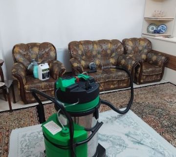 نمونه کار مبل شویی در تبریز محله قره آغاج مبلمان 7 نفره راحتی قهوه ای سوخته