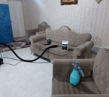 نمونه کار مبل شویی در تبریز محله یاغچیان کوی شمس آباد مبلمان 8 نفره راحتی کرمی